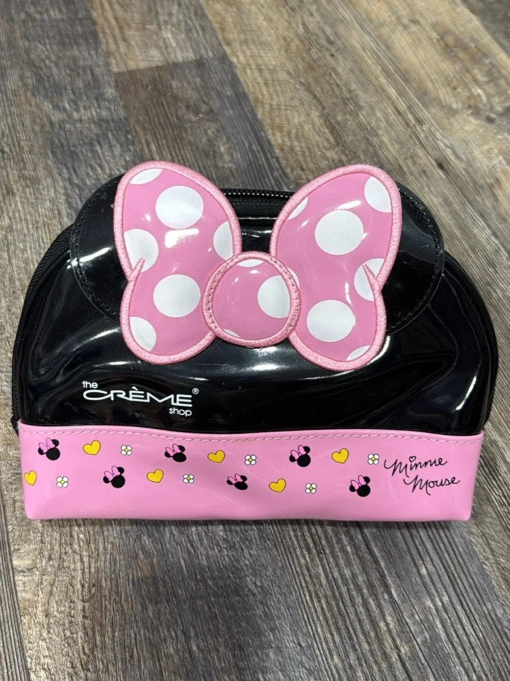 Disney Pink & Black Minnie Mouse Cosmetic Bag with Polka Dot Bow